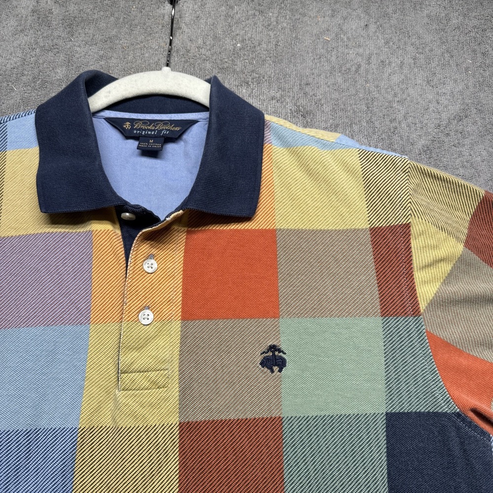 Brooks Brothers Plaid Polo Shirt Men's Medium Multicolor Preppy Cotton‎ Knit